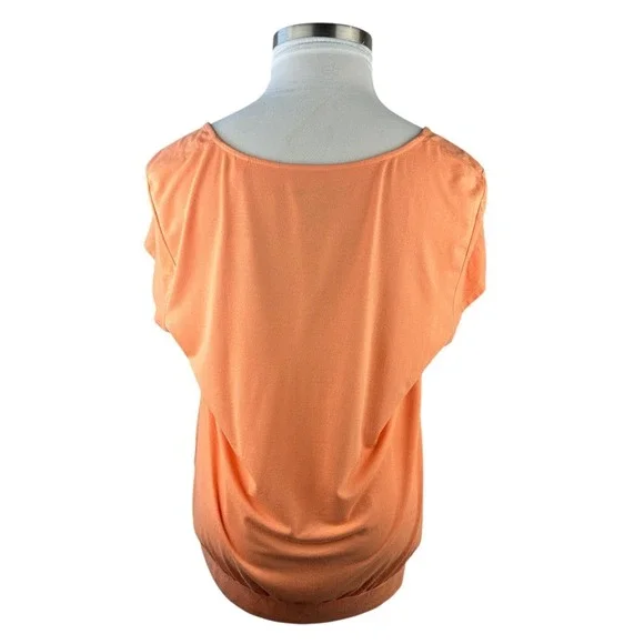 NWT Chico's Perfect Pleats Blouse Orange Scoop Neck Short Sleeve Top Sz 3 XL 16 - Picture 6 of 9